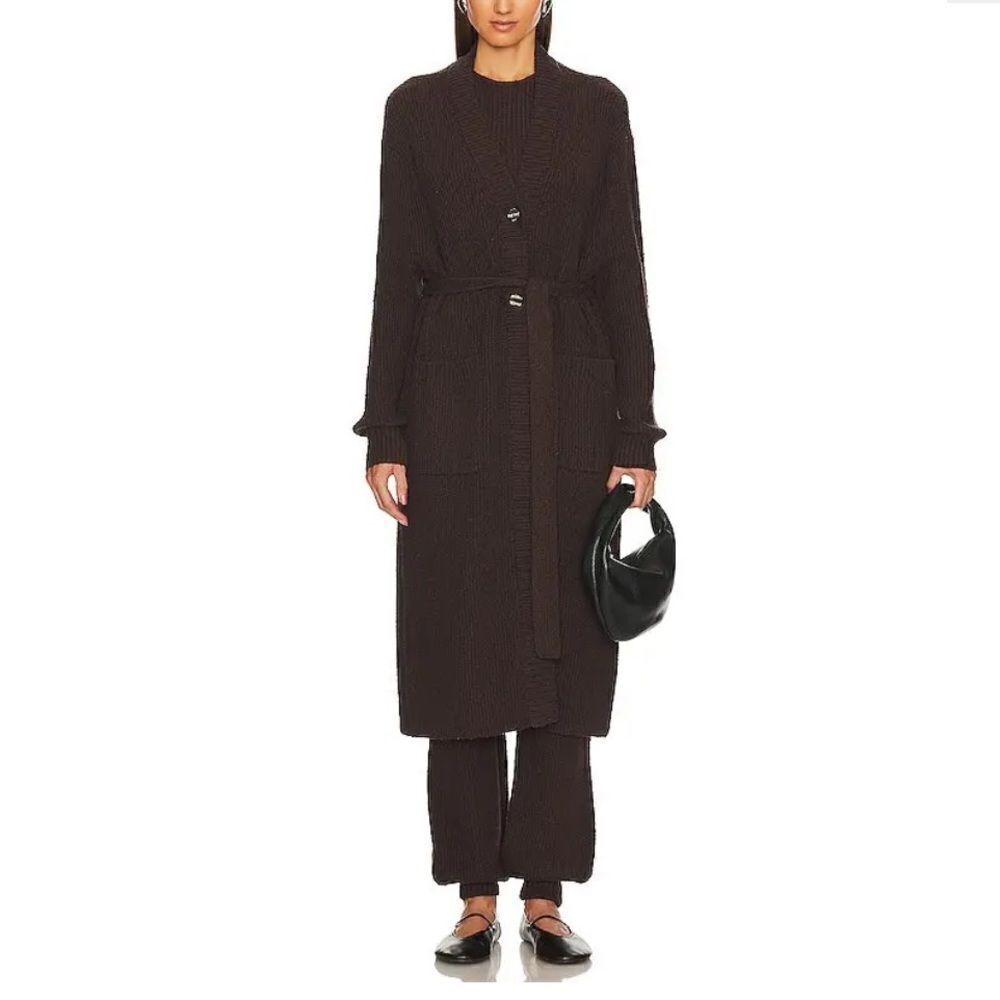 Song of Style Saniya Cardigan sweater Dark Chocolate knit maxi duster Revolve S